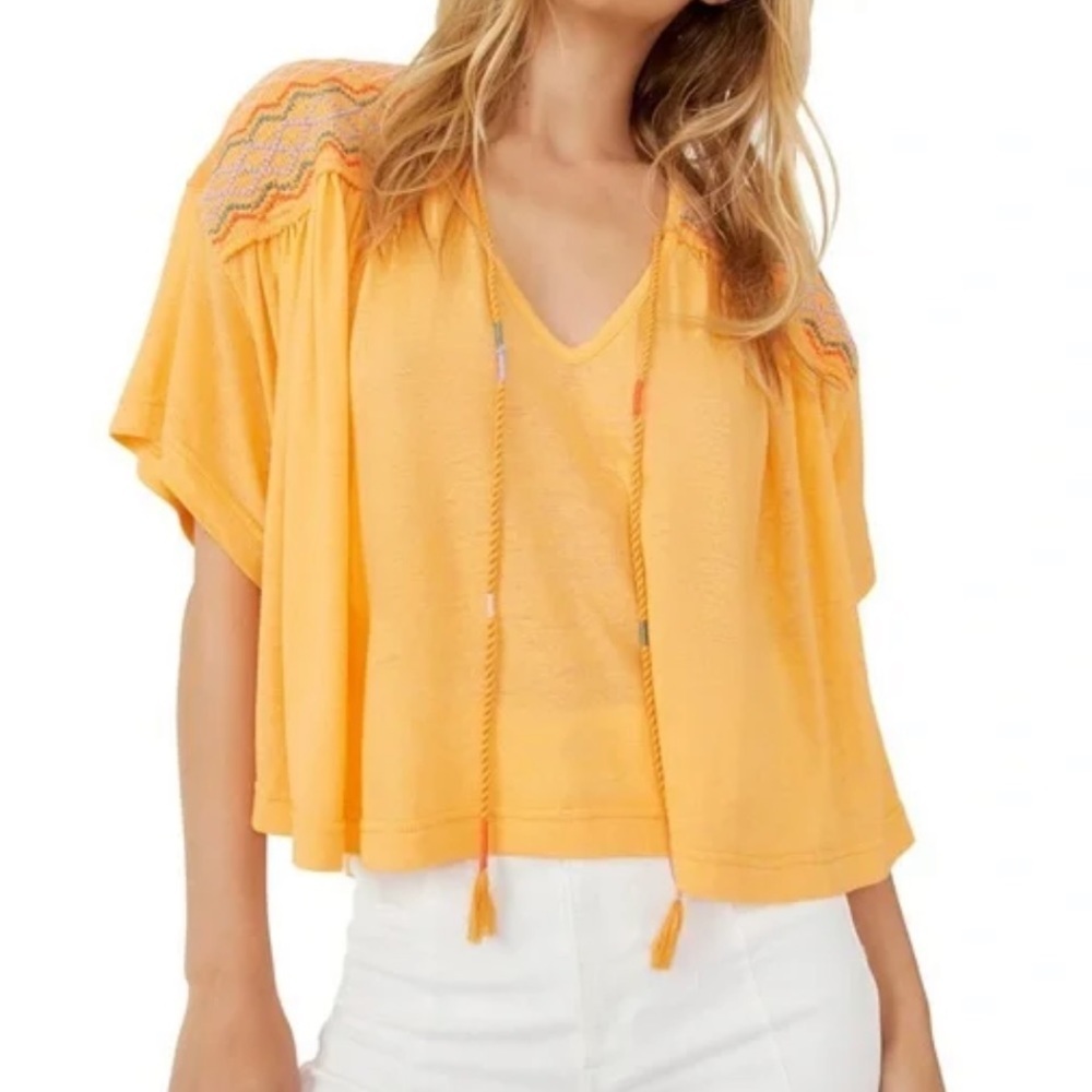 Free People Market Embroidered Top NEW